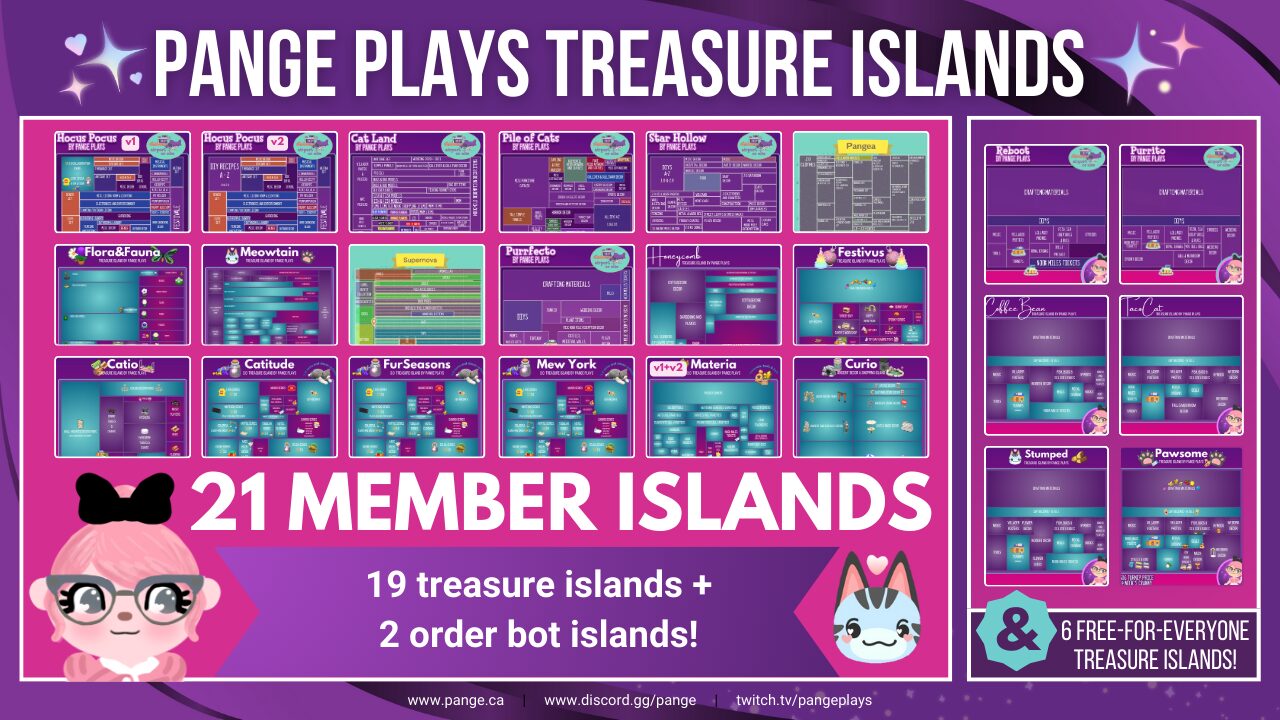 Pange Plays Treasure Islands include 21 members-only islands and 6 additional free-for-everyone islands.  